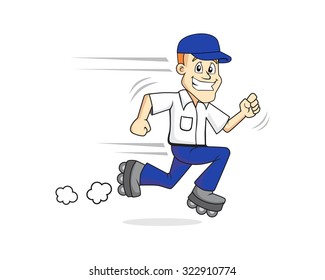 running rush hurry courier man cartoon character