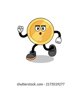 running russian ruble mascot illustration , character design