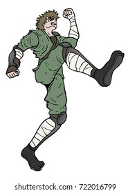 Running samurai warrior