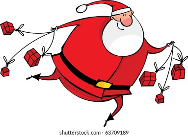 Running Santa with gifts