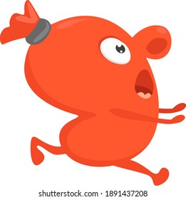 Running sausage , illustration, vector on white background