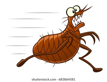 Running scared flea. Cartoon pest series. 