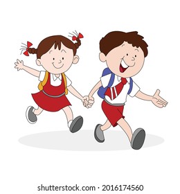 Running School Student White background Illustration