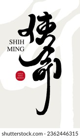 Running script font, Chinese title word design "Mission", smooth writing style, vector text material.