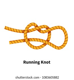Running sea knot. Bright colorful how-to guide isolated on white