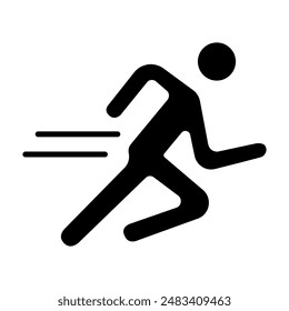 Running set icon. Person running, fast movement, physical exercise, fitness, athlete, jogging, sports activity, health, cardio workout, dynamic motion.