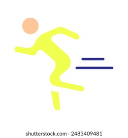 Running set icon. Person running, fast movement, physical exercise, fitness, athlete, jogging, sports activity, health, cardio workout, dynamic motion.