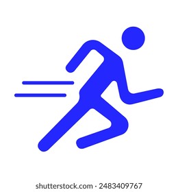 Running set icon. Person running, fast movement, physical exercise, fitness, athlete, jogging, sports activity, health, cardio workout, dynamic motion.