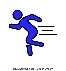 Running set icon. Person running, fast movement, physical exercise, fitness, athlete, jogging, sports activity, health, cardio workout, dynamic motion.