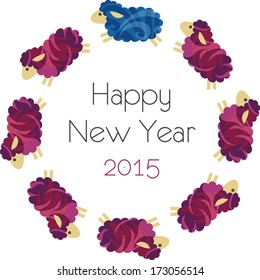 Running sheep making a circle / new years element / vector illustration