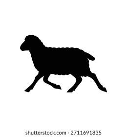 Running sheep silhouette icon vector flat illustration design.
