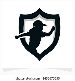 Running Shield Logo Design Template
