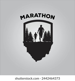 Running shield logo design vector graphic of illustration with background 