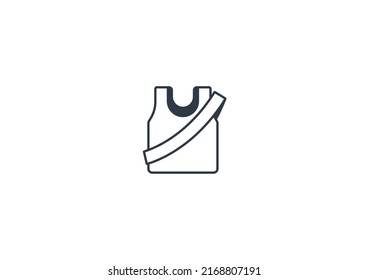 Emoticono plano vectorial de la camiseta en ejecución. Isolación de la ilustración de Singlet. Icono de la camiseta en ejecución