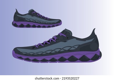 Running Shoe . Concept. Flat Design. Vector Illustration. Running Shoes In Flat Style. Running Shoe Side View. 