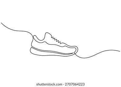 Sapato de corrida desenho de arte de linha contínua. esporte fitness calçado conceito em fundo branco. Vetor, ilustração