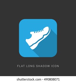 Running Shoe Flat blue long shadow Icon / Logo Design