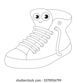 Running Shoe Funny Cartoon Outlined Colorless Stock Vector (Royalty ...