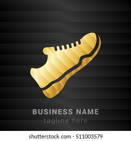 Running Shoe Gold and Black silk fashion premium icon / Logo