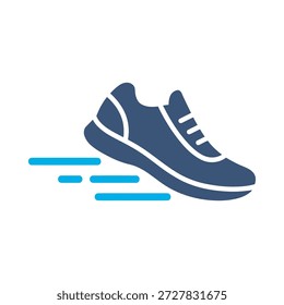 Ícone de sapato de corrida azul vetor plano design tênis calçado símbolo esporte fitness ginásio elemento gráfico sinal