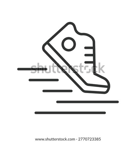 Running shoe icon in line design. running, shoe, sport, fitness, speed, training, workout on white background vector. running shoe editable stroke icon