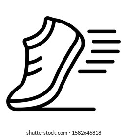 Running shoe icon. Outline running shoe vector icon for web design isolated on white background