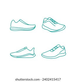running shoe icon set line art logo vector abstract symbol illustration design