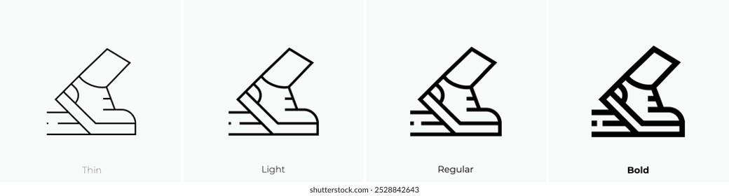 Laufschuh-Symbol. Dünnes, helles Design im regulären und kühlen Stil, einzeln auf weißem Hintergrund