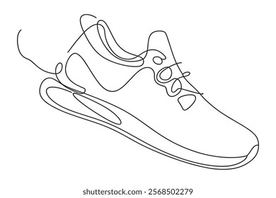 running shoe line art. continuous line sneaker