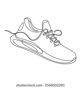 running shoe line art. continuous line sneaker