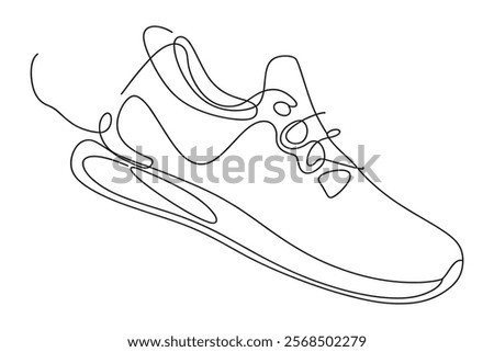 running shoe line art. continuous line sneaker