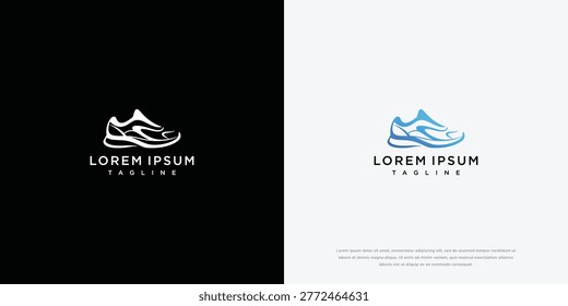 Running Shoe Logo Design on Black and White Backgrounds