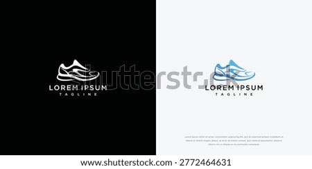 Running Shoe Logo Design on Black and White Backgrounds