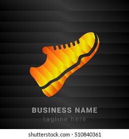 Running Shoe Orange, Yellow and Black silk fashion premium icon / Logo