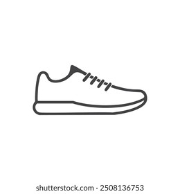 Running shoe outline icon. Simple line drawing of a running shoe, perfect for representing athletic wear, fitness, or sports.