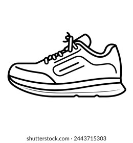 Zapatilla de running con contorno de icono vectorial, perfecto para gráficos de fitness.