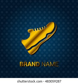 Running Shoe Royal Golden & Blue Metallic Premium Corporate Logo / Icon
