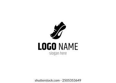 running shoe silhouette logo in flat vector design