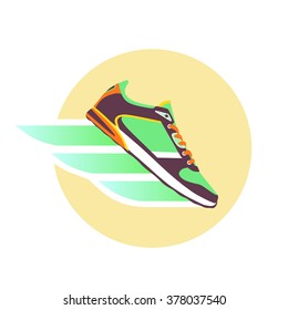 Running shoe or sneakers icon or symbol. Vector illustration.