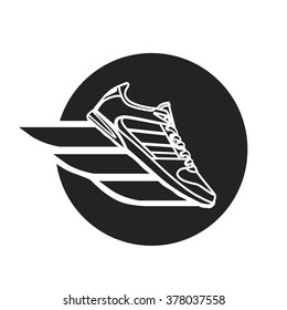 Running shoe or sneakers icon or symbol. Vector illustration.