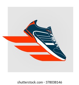 Running shoe or sneakers icon or symbol. Vector illustration.