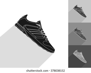 Running shoe or sneakers icon or symbol. Vector illustration.