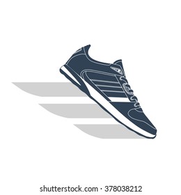 Running shoe or sneakers icon or symbol. Vector illustration.