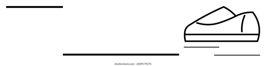 Running shoe with speed lines conveying motion. Ideal for fitness, sports, athletics, running, branding, advertisements, social media, and health topics. Line metaphor