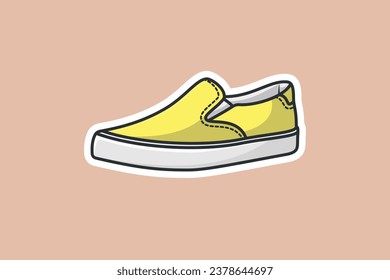 Ilustración vectorial de zapato en ejecución. Objeto de moda Concepto de diseño de iconos. Los niños de los zapatos de moda al aire libre pegan diseño vectorial con sombra.