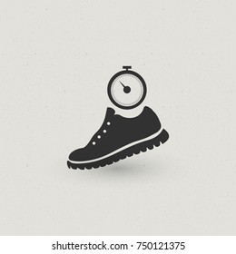Running Shoe and stopwatch dark grey icon
