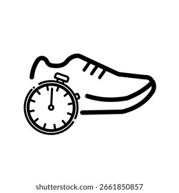 Laufschuh mit Stoppuhr - Vektorsymbol