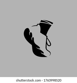 Running shoe symbol on gray backdrop. Design element