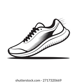 Icono de Vector de zapatos para correr. Diseño de logotipo de zapatilla deportiva
