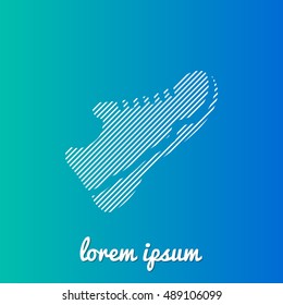 Running Shoe White stroke fill with blue & green gradient background Icon / Logo Design